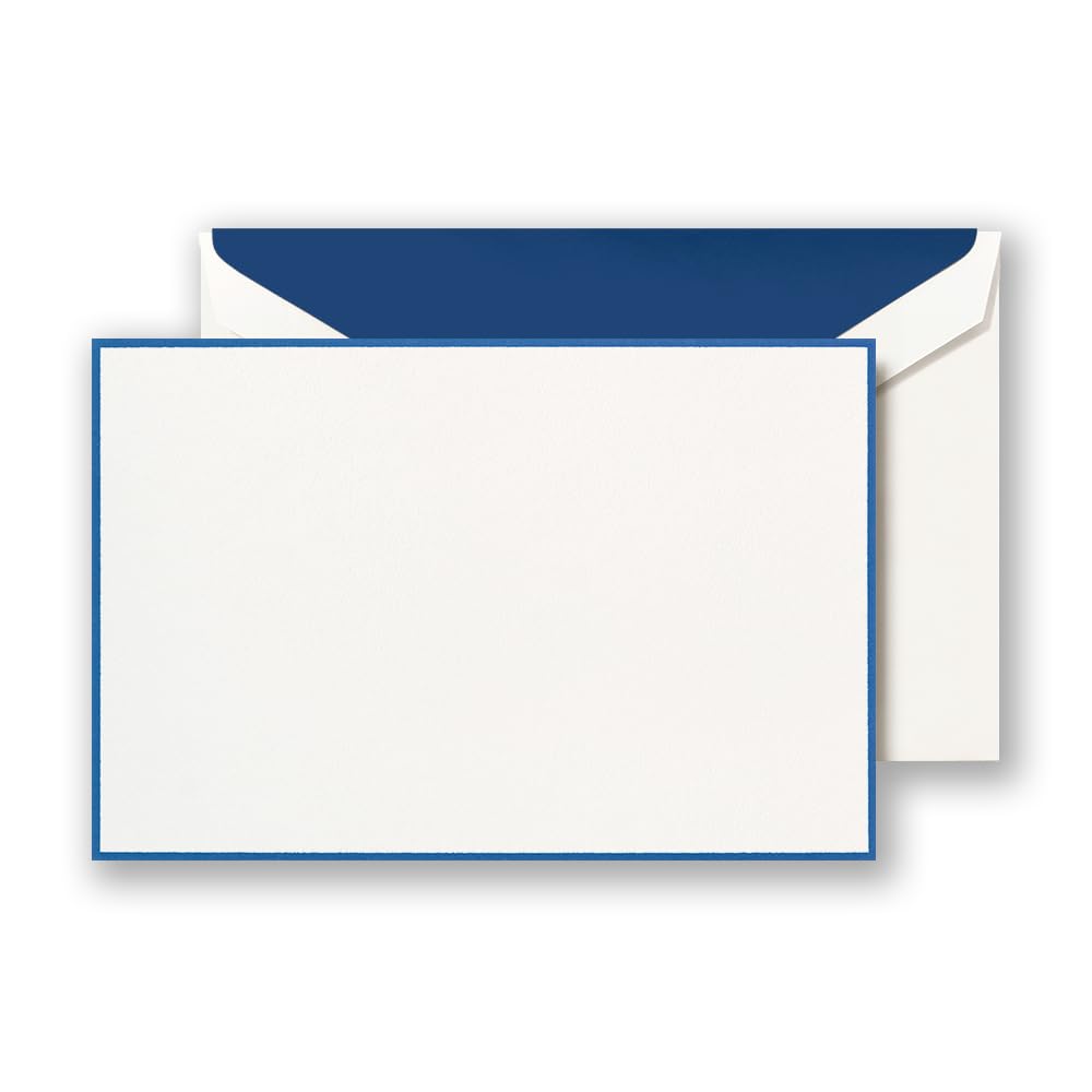 Regent Blue Bordered White Correspondence Card (CC3305)