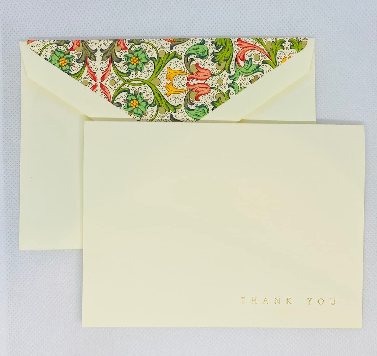 10 Engraved Red Florentine Fold-Over Thank You Note