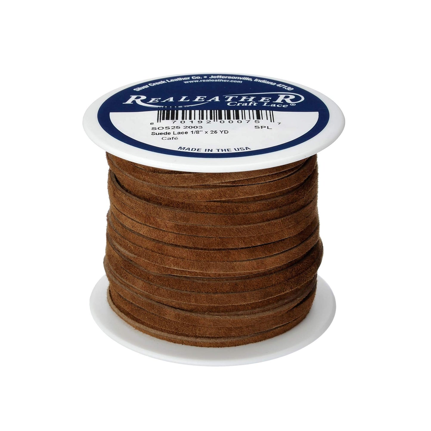 Realeather SOS25-2001 Suede Leather Lace for Crafts and Jewelry Making, 0.125" x 25', Black, 1-Spool