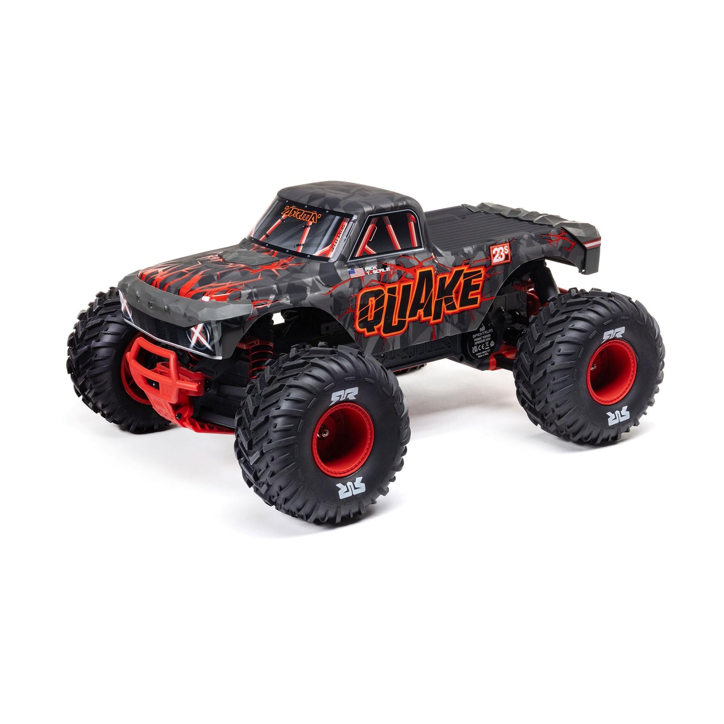 ARRMA RC Truck 1/10 Quake 223S 2WD RTR (Battery and Charger Not Included) Brushless Monster Truck, Red, ARA3537T1