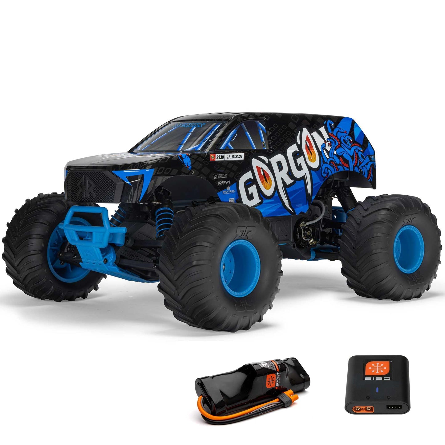 ARRMA RC Truck 1/10 Gorgon 2 Wheel Drive RTR Brushed Monster Truck Battery & Charger Included Blue ARA3230ST5