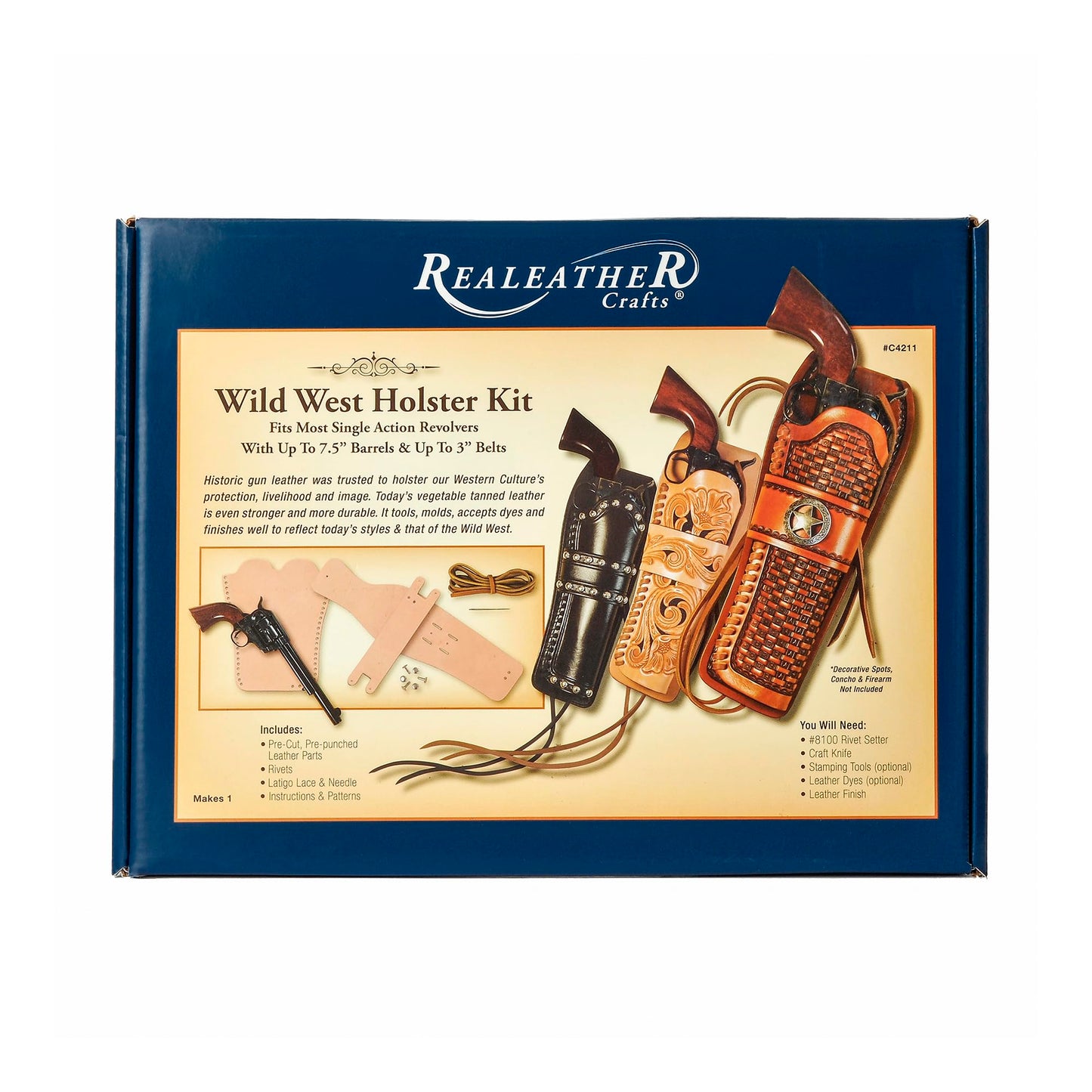 Realeather Veg Tan Tooling Leather for Crafting, 8.5" x 11", Natural