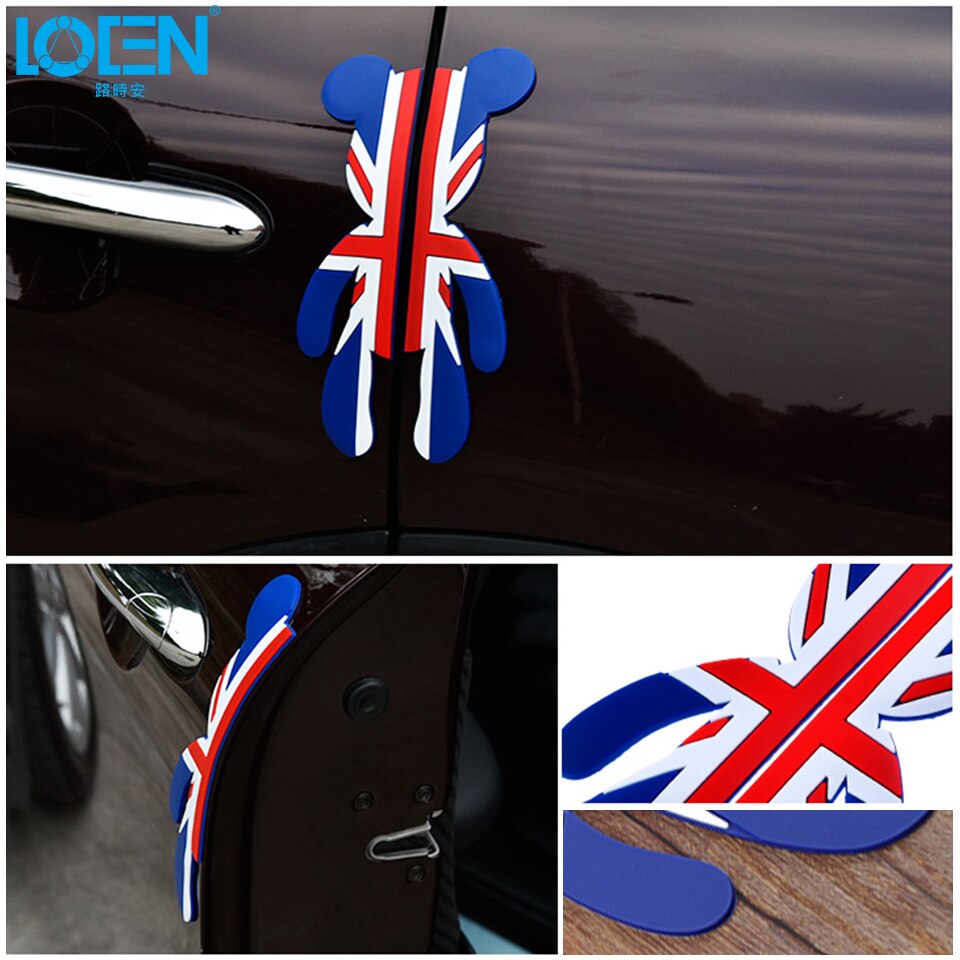 LOEN 3D Creative Cartoon Car Door Protector Rubber Door Side Stickers Protector Car Anti-Collision Bumper Decals Black Red Blue