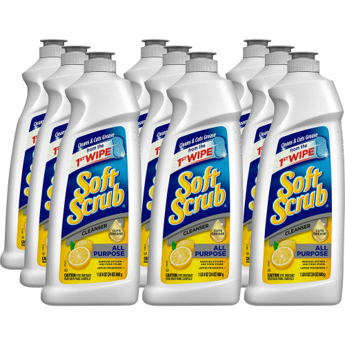 PY01 Soft Scrub All Purpose Cleanser, Lemon Scent, 24 oz Bottle, 9/Carton (00865)