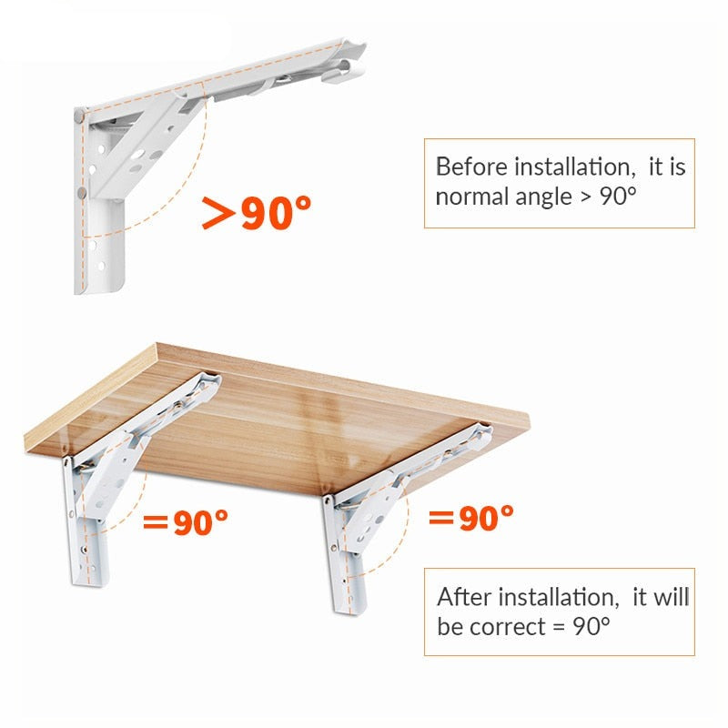 2PCS Triangle Folding Angle Bracket(Bearing Weight about 60KG)
