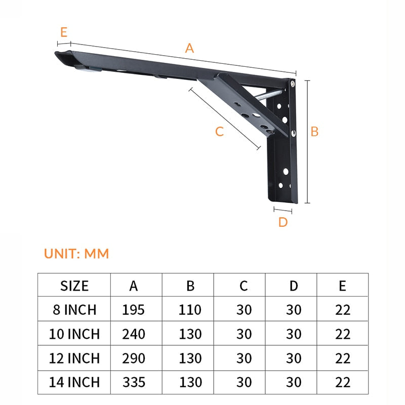 2PCS Triangle Folding Angle Bracket(Bearing Weight about 60KG)