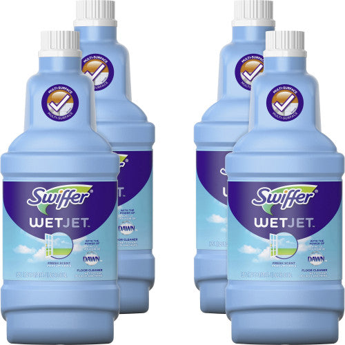 PY01 Swiffer WetJet System Cleaning-Solution Refill, Fresh Scent, 1.25 L Bottle, 4/Carton (77810)