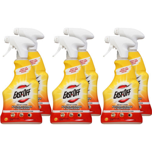 PY01 EASY-OFF Kitchen Degreaser, Lemon Scent, 16 oz Spray Bottle, 6/Carton (97024)