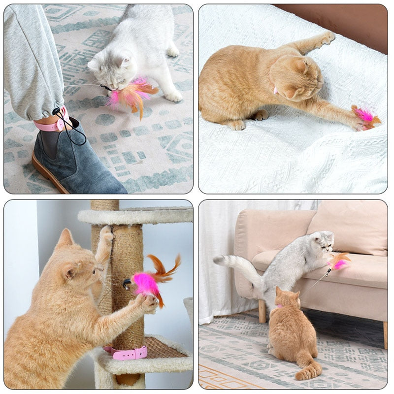 【MV346】Interactive Cat Toys Funny Feather Teaser Stick with Bell