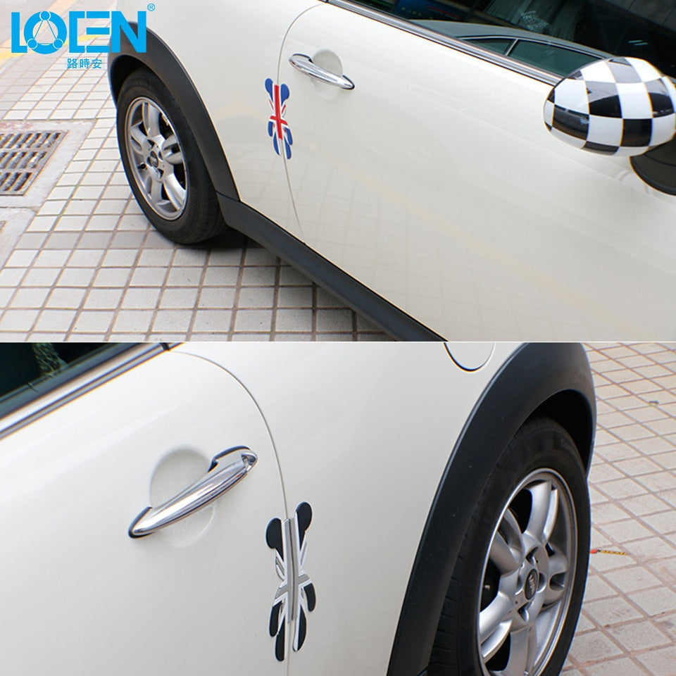 LOEN 3D Creative Cartoon Car Door Protector Rubber Door Side Stickers Protector Car Anti-Collision Bumper Decals Black Red Blue
