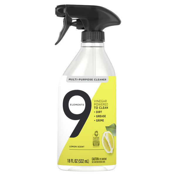 PY01 9 Elements Lemon Scent Multi-Purpose Cleaner Liquid 18 oz (Pack of 6)