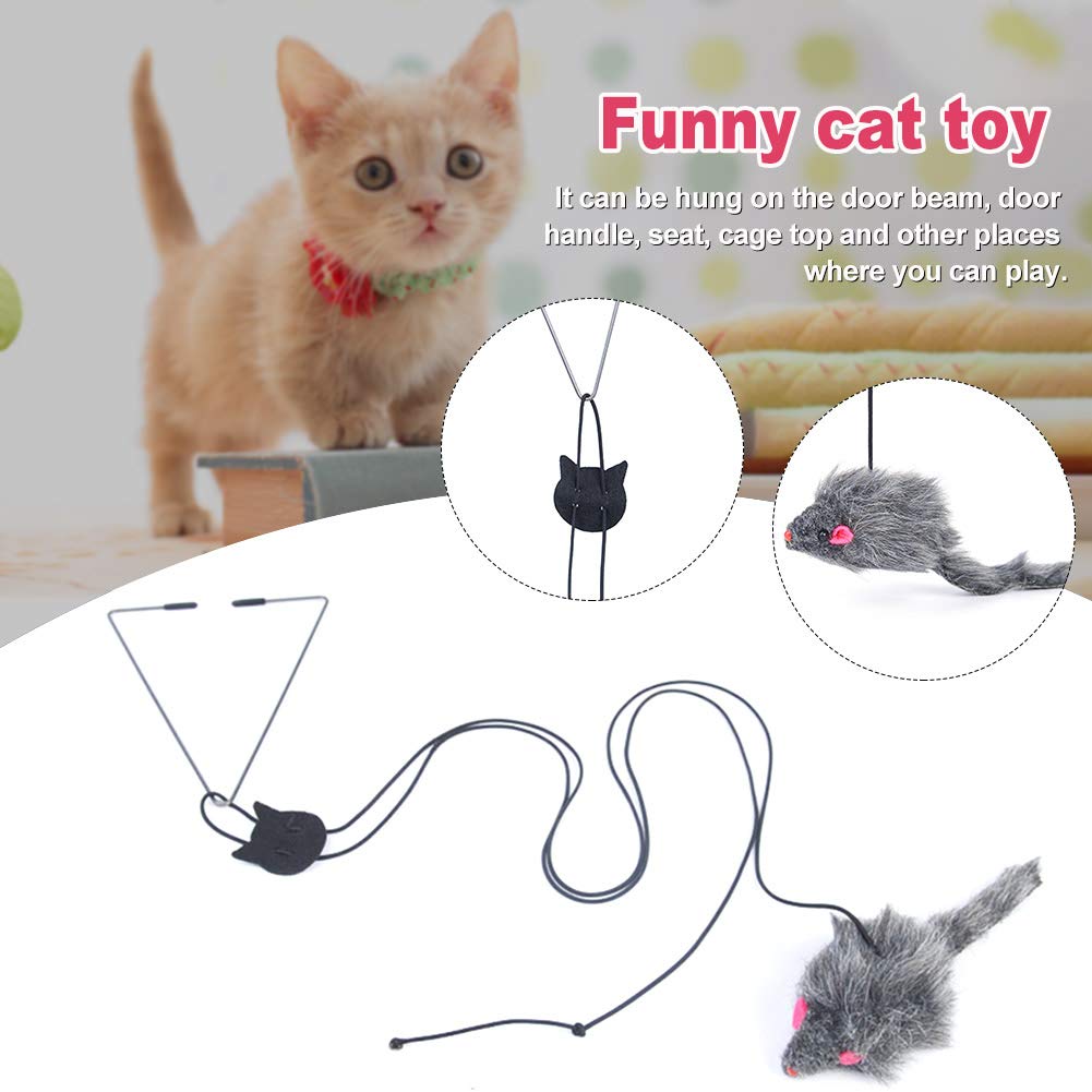 Adjustable Elastic Mouse Toys Interactive Door Window Hanging Mice Butterfly Flutter Teaser Self Palying Pet Toys for petss