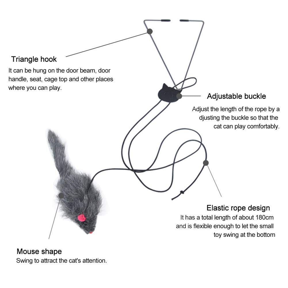 Adjustable Elastic Mouse Toys Interactive Door Window Hanging Mice Butterfly Flutter Teaser Self Palying Pet Toys for petss