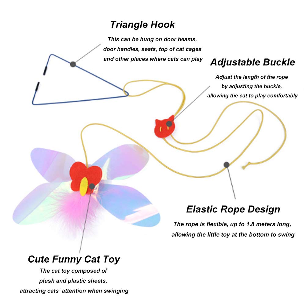 Adjustable Elastic Mouse Toys Interactive Door Window Hanging Mice Butterfly Flutter Teaser Self Palying Pet Toys for petss