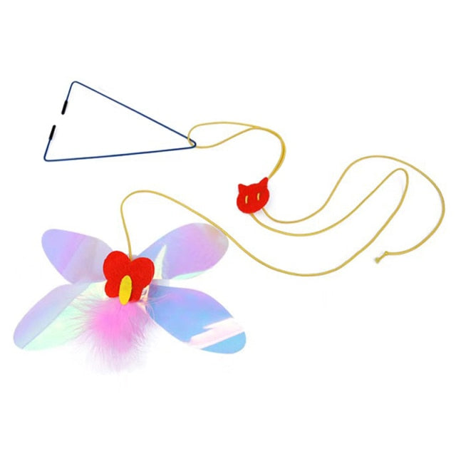 Adjustable Elastic Mouse Toys Interactive Door Window Hanging Mice Butterfly Flutter Teaser Self Palying Pet Toys for petss