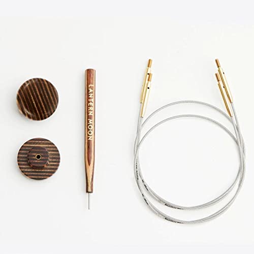Lantern Moon Swivel Interchangeable Cords, Set of 2, 2 Wooden end caps and 1 Tightening Tool (20'' / 50 cm), Dark Brown