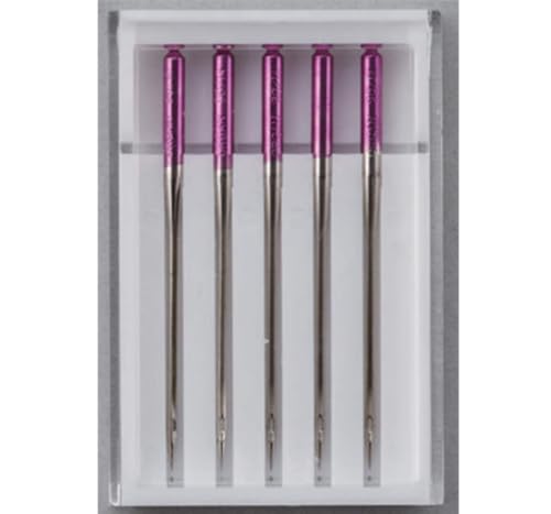 Janome Purple Tip Sewing Machine Needles, Size 90/14, Great for Heavy Fabrics and Sewing Across the Hem - 5 Needles per Pack