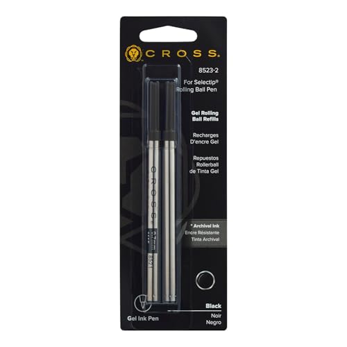 Cross Selectip Gel Rollerball Pen Refill, Medium Point, Black, 2-Pack (8523-2)