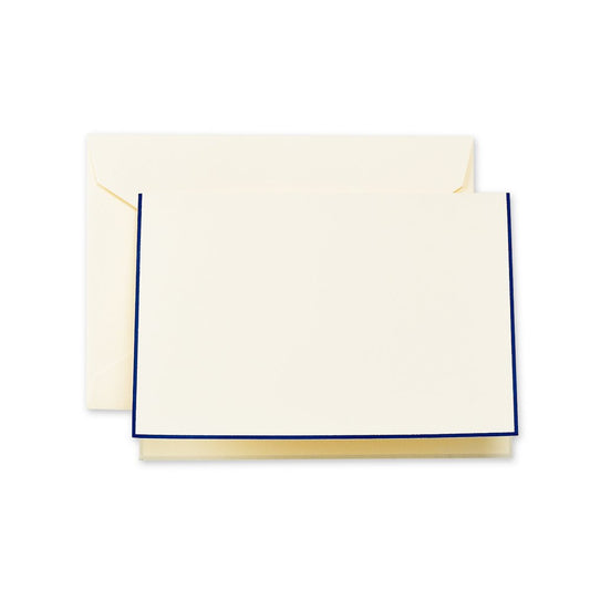 Crane & Co. Regent Blue Bordered Ecruwhite Note (CF1438), Pack of 10