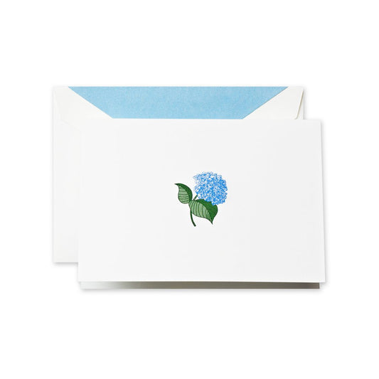 Crane & Co. Hand Engraved Blue Hydrangea Note (RF1407), Pack of 10