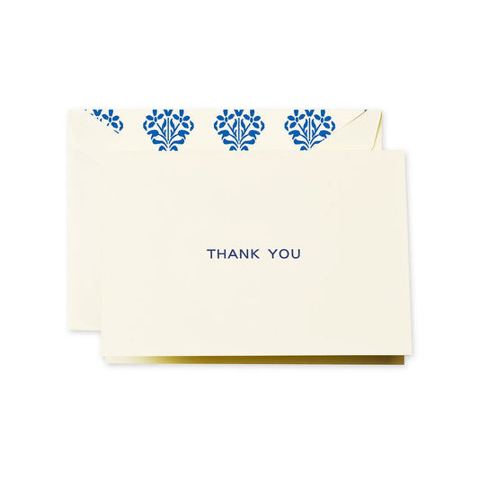 Crane & Co. Navy Block Text Thank You Note (CT1406),Ecruwhite