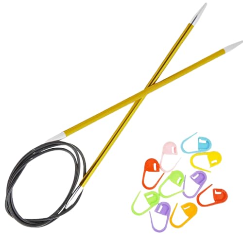 KnitPro Zing Circular Knitting Needles 32 inch, Size 4 (80cm, 3.50mm) with 10 Colorful Stitch Markers