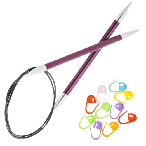 KnitPro Zing Circular Knitting Needles 47 inch, Size 10 (120cm, 6.00mm) with 10 Colorful Stitch Markers