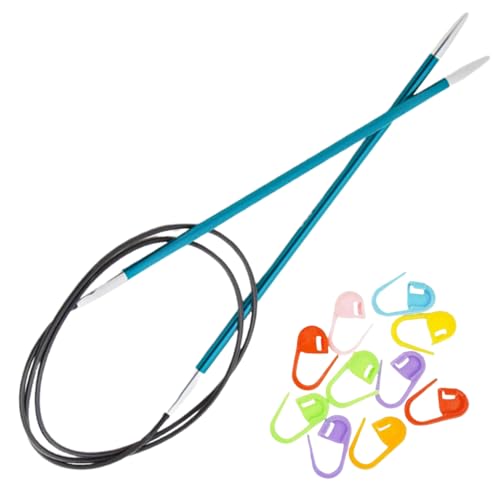 KnitPro Zing Circular Knitting Needles 47 inch, Size 3 (120cm, 3.25mm) with 10 Colorful Stitch Markers