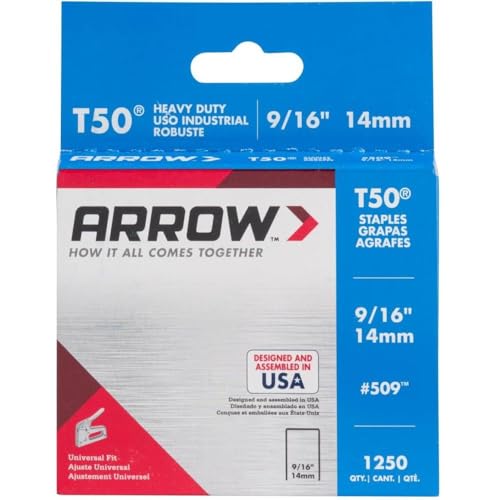 Arrow Fastener 509 Genuine T50 9/16-Inch Staples, 1,250-Pack-1