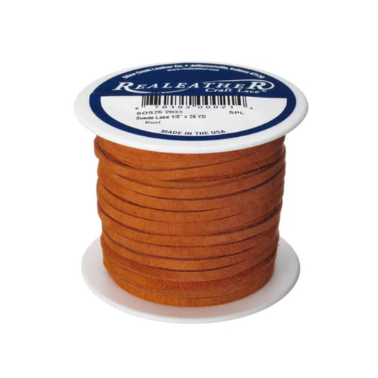 Silver Creek Leather Co Realeather SOS25-2010 Suede Leather Lace for Crafts and Jewelry Making, 0.125" x 25', Red, 1-Spool