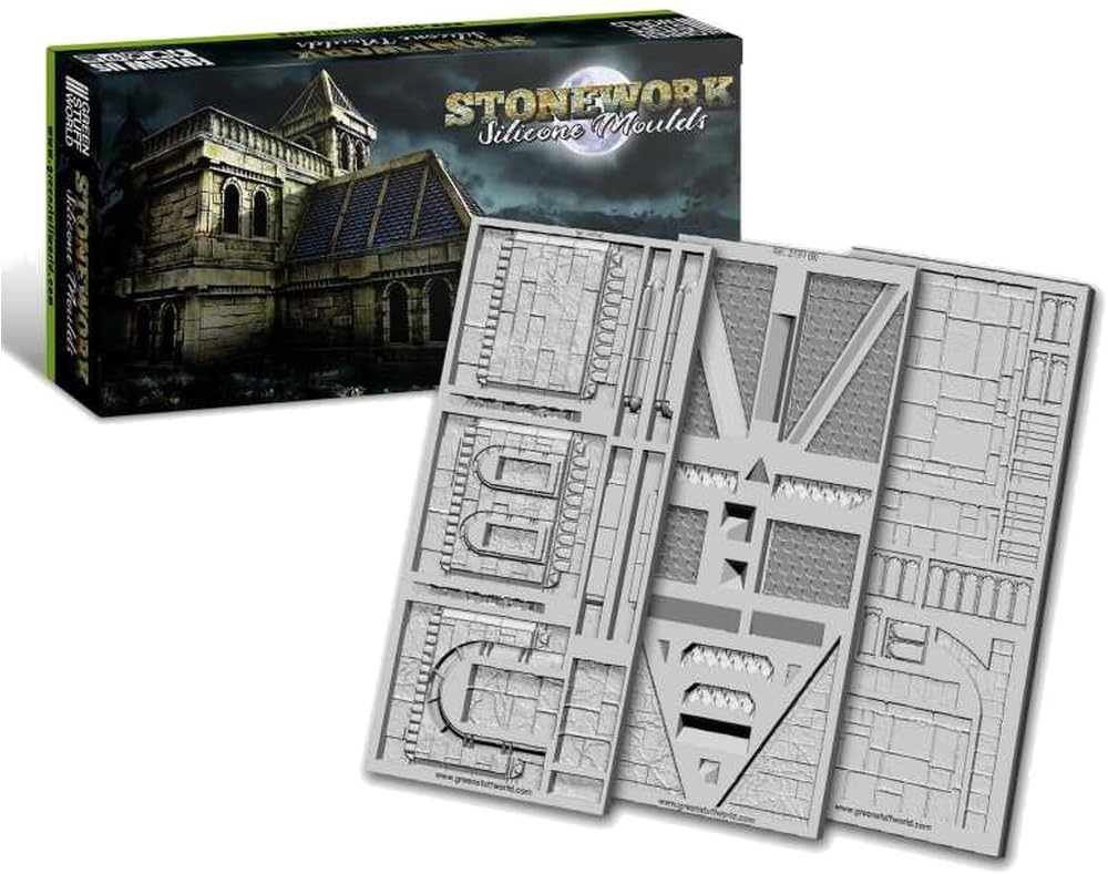 Greenstuff World GSWD-2197 Silicone Mold, Masonry Western Style Set, Hobby Tool