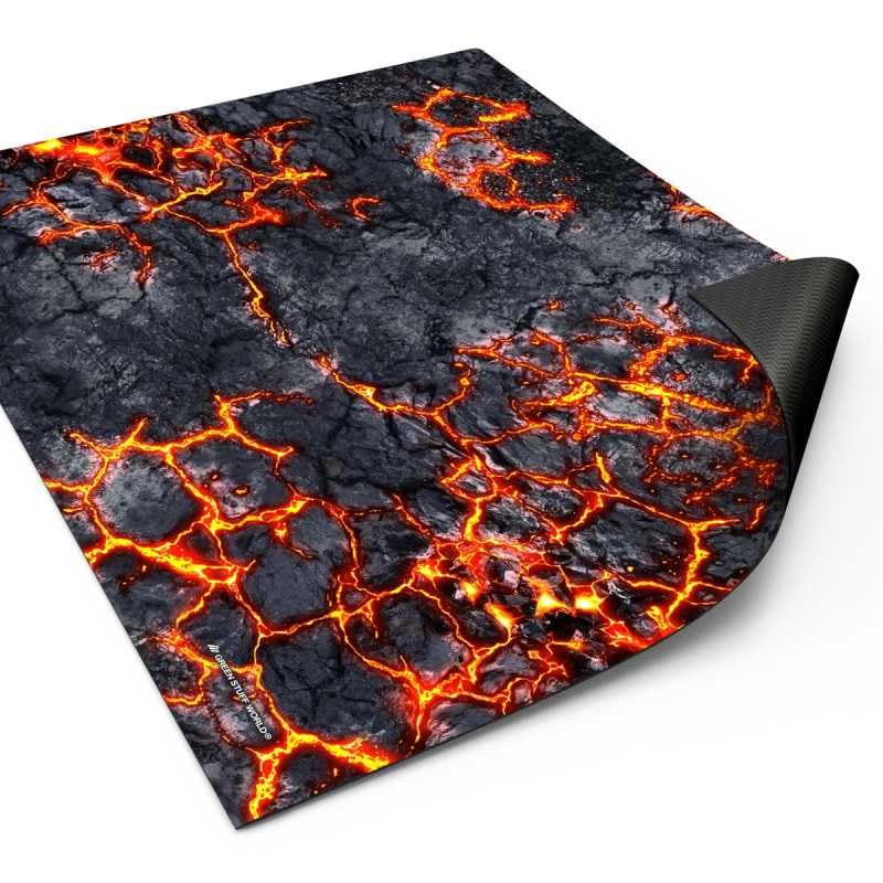 Green Stuff World Wargame Mat, Flamecoil Path, Neoprene Battle Surface, Anti-Slip Backing, 30x22 Inch, with Carrying Bag - 5861