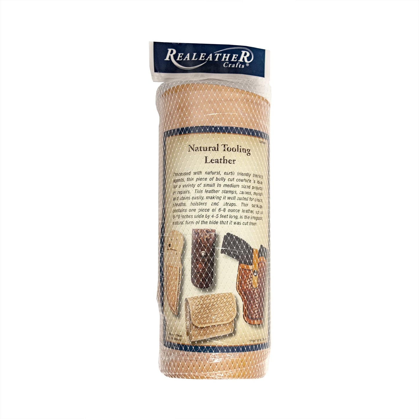 Realeather Veg Tan Tooling Leather Variety Pack for Crafting, Four 8.5" x 11" (3-4oz, 4-5oz, 5-6oz, 7-8oz) Sheets, Natural