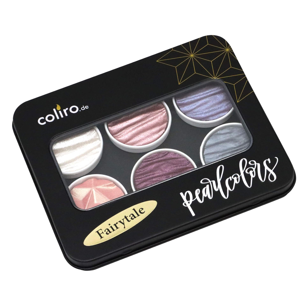 Coliro Fairytale Pearlescent Watercolour Set - 6 Metallic Watercolour Paints in Tin - For Calligraphy, Hand Lettering & Card Making