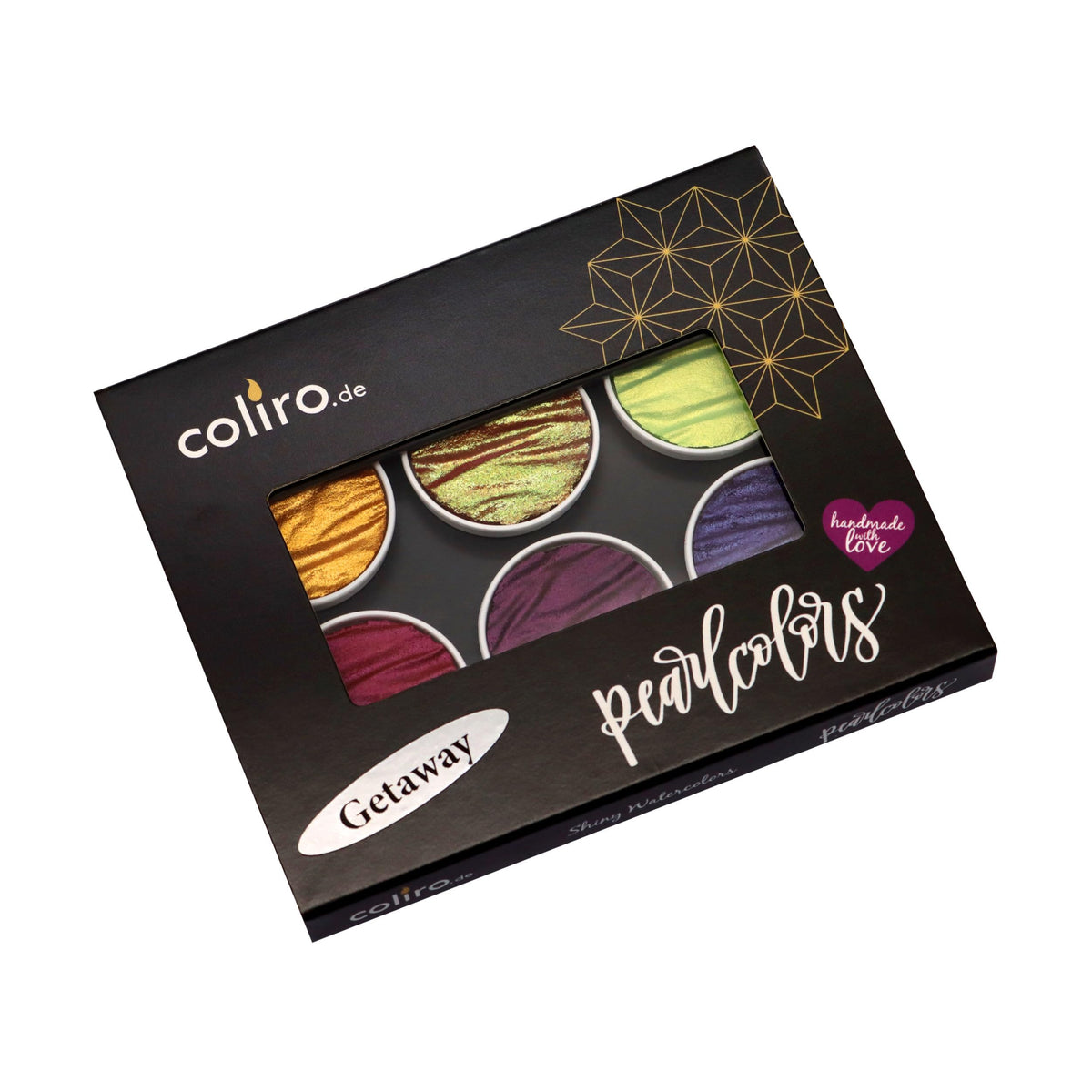 Coliro Getaway Pearlescent Watercolour Set - 6 Metallic Watercolour Paints in Tin - For Calligraphy, Hand Lettering & Card Making
