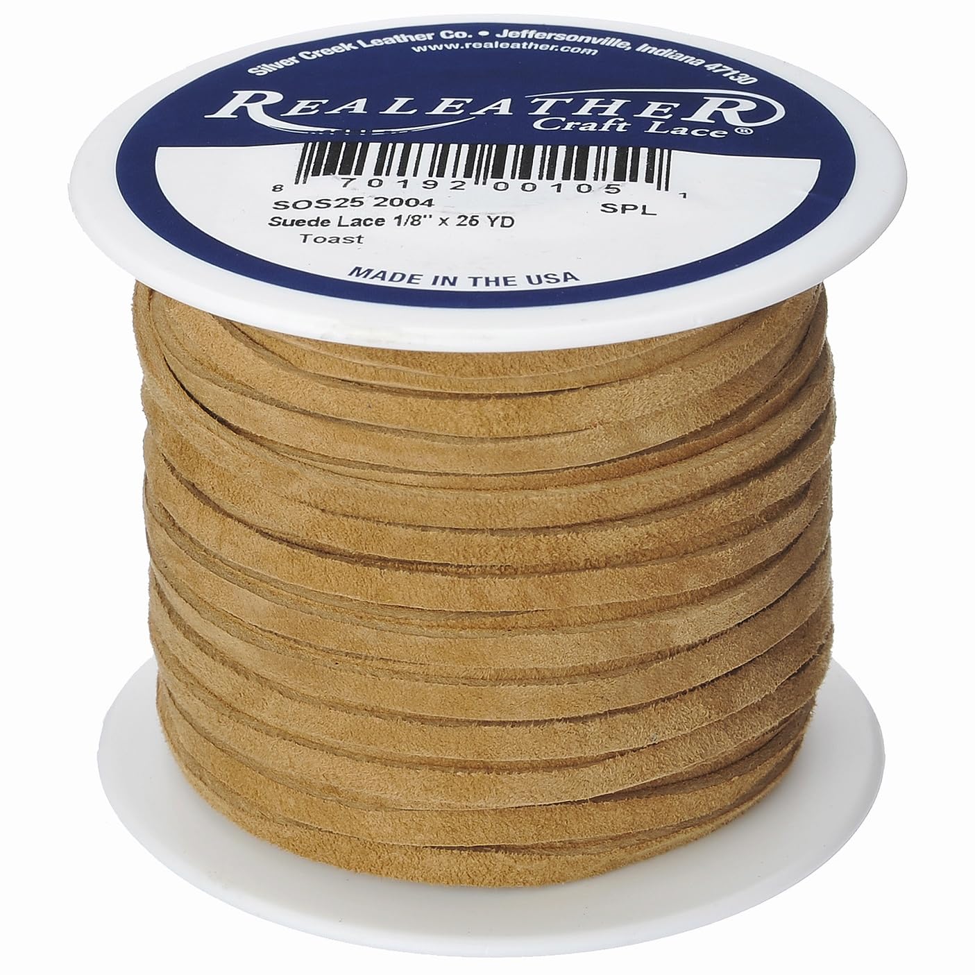 Silver Creek Leather Co Realeather SOS25-2033 Suede Leather Lace for Crafts and Jewelry Making, 0.125" x 25', Rust, 1-Spool