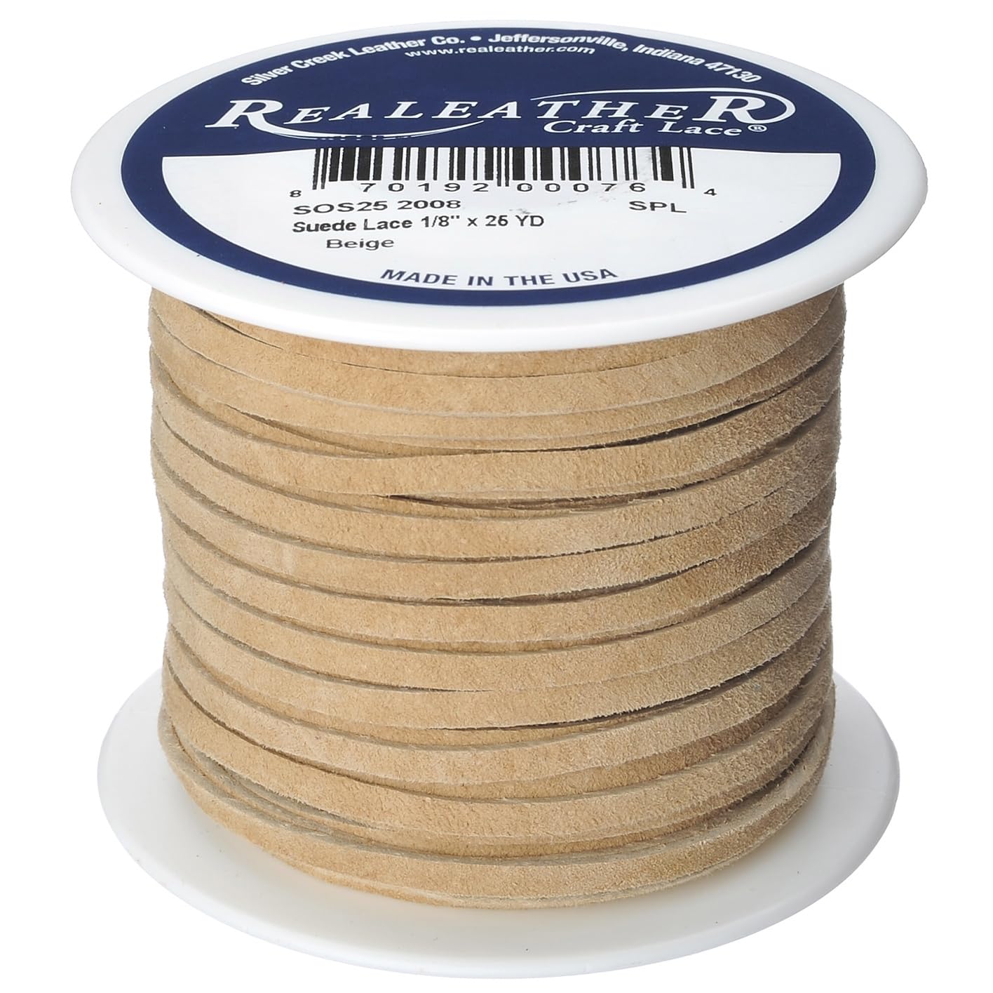 Silver Creek Leather Co Realeather SOS25-2004 Suede Leather Lace for Crafts and Jewelry Making, 0.125" x 25', Toast, 1-Spool