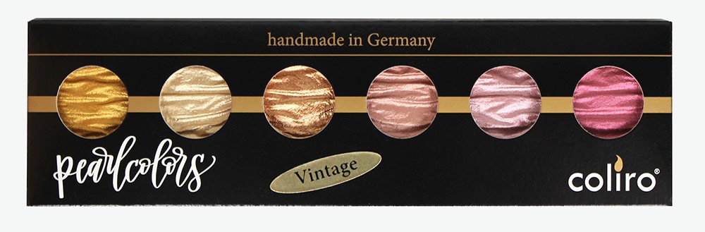 Coliro Rainbow Pearlescent Watercolour Set - 6 Vivid Metallic Watercolour Paints in Tin - For Calligraphy, Hand Lettering & Card Making