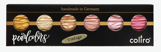 Coliro Rainbow Pearlescent Watercolour Set - 6 Vivid Metallic Watercolour Paints in Tin - For Calligraphy, Hand Lettering & Card Making