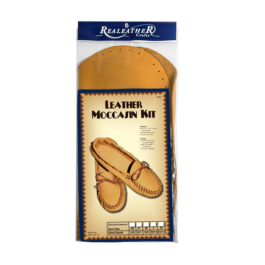 Realeather Adult Moccasin Leathercraft Kit, 6-7, Golden Tan