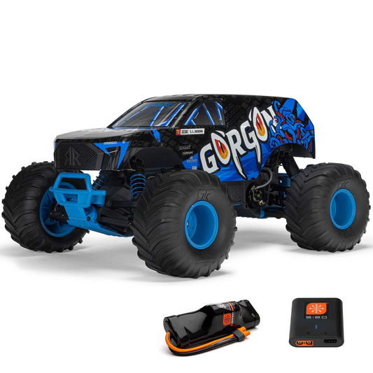 ARRMA RC Truck 1/10 Gorgon 2 Wheel Drive RTR Brushed Monster Truck Battery & Charger Included Blue ARA3230ST5