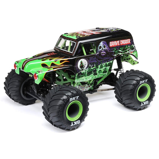 Losi 1/18 Mini LMT Grave Digger 2S 4X4 RTR Brushed Monster Truck Battery & Charger Included Green LOS01026T1