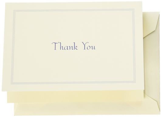 Regent Blue Triple Hairline Thank You Note (CT1422), Pack of 10