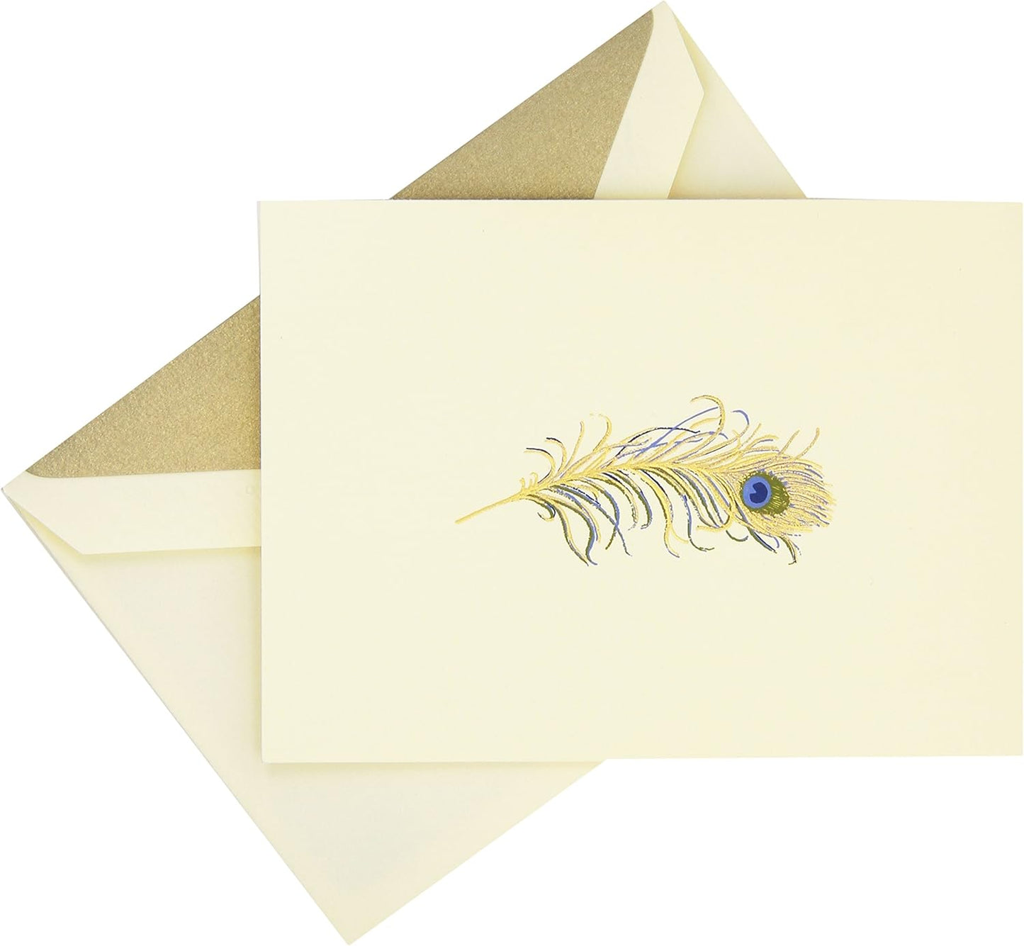 Hand Engraved Peacock Feather Note (RF1412),Ecruwhite