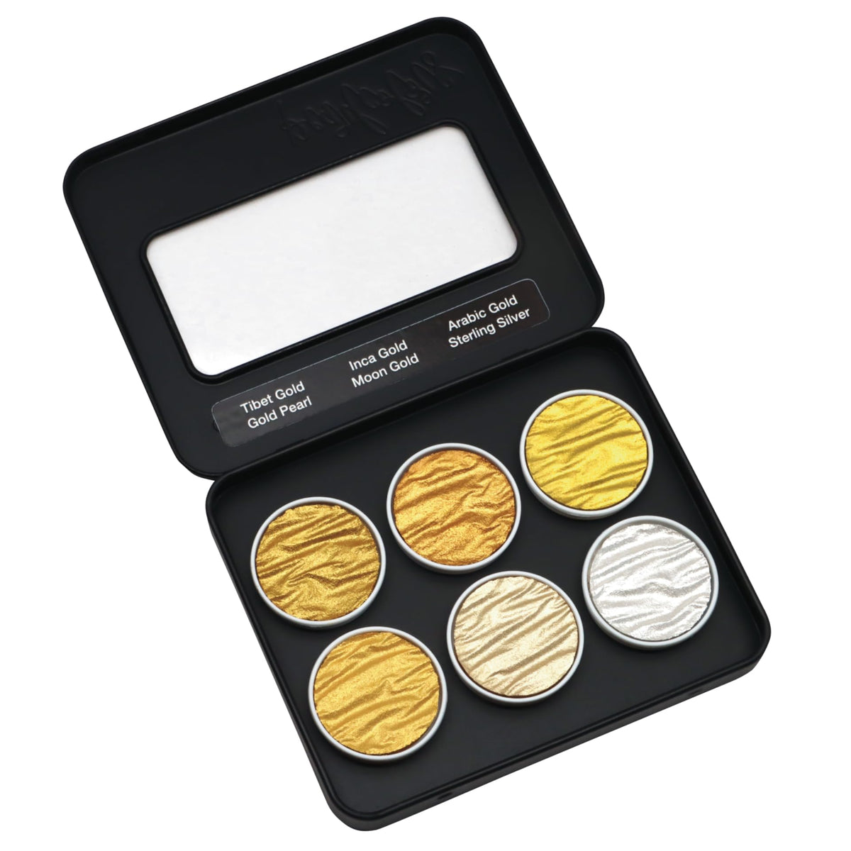 Coliro Gold & Silver Pearlescent Watercolour Set - 6 Metallic Watercolour Paints in Tin - For Calligraphy, Hand Lettering & Card Making