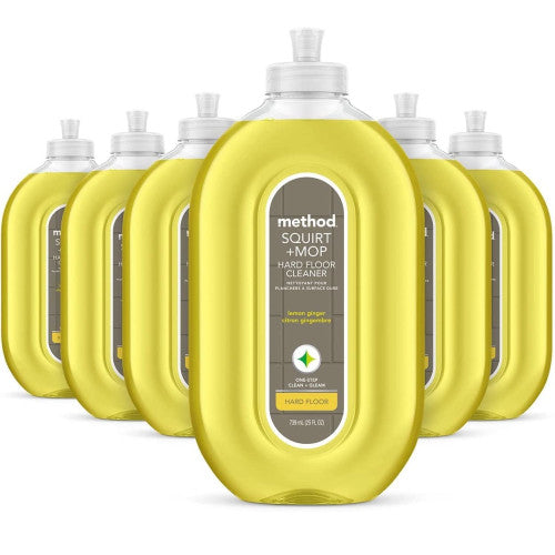 PY01 Method Squirt + Mop Hard Floor Cleaner, 25 oz Spray Bottle, Lemon Ginger, 6/Carton (00563CT)