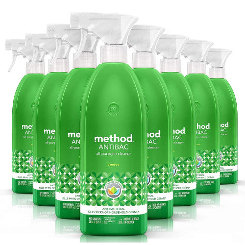 PY01 Method Antibac All-Purpose Cleaner, Bamboo, 28 oz Spray Bottle, 8/Carton (01452)