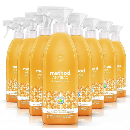 PY01 Method Antibacterial Spray, Citron Scent, 28 oz Plastic Bottle, 8/Carton (01743CT)