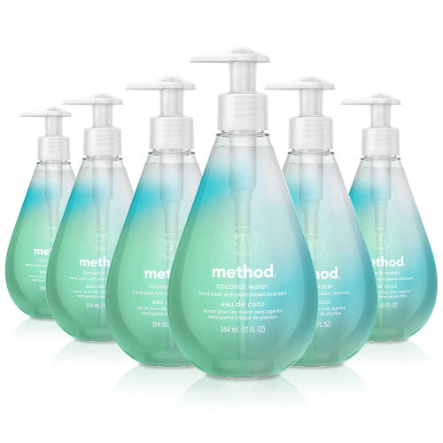 PY01 Method Gel Hand Wash, Coconut Waters, 12 oz Pump Bottle, 6/Carton (01853CT)