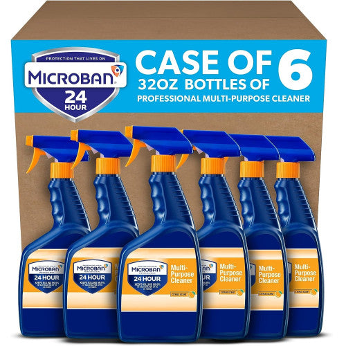 PY01 Microban 24-Hour Disinfectant Multipurpose Cleaner, Citrus, 32 oz Spray Bottle, 6/Carton (30110)